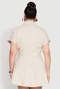 Womens Plus Pinstripe Hyperstretch Crop Top,
