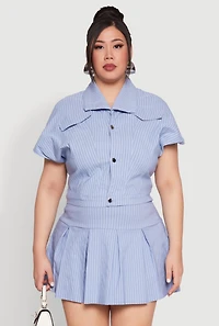 Plus Pinstripe Hyperstretch Crop Top