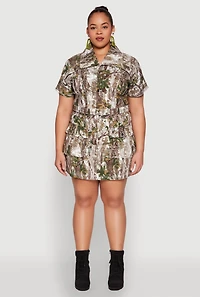 Womens Plus Size Hunter Camo Print Cargo Skirt, Multi, Size 2X