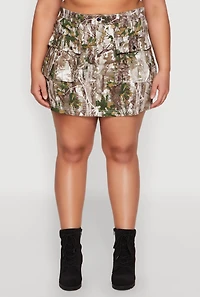 Womens Plus Hunter Camo Print Cargo Skirt, Multi,