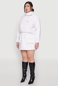 Womens Plus Size Hyperstretch Asymmetrical Zip Front Jacket, White, Size 2X