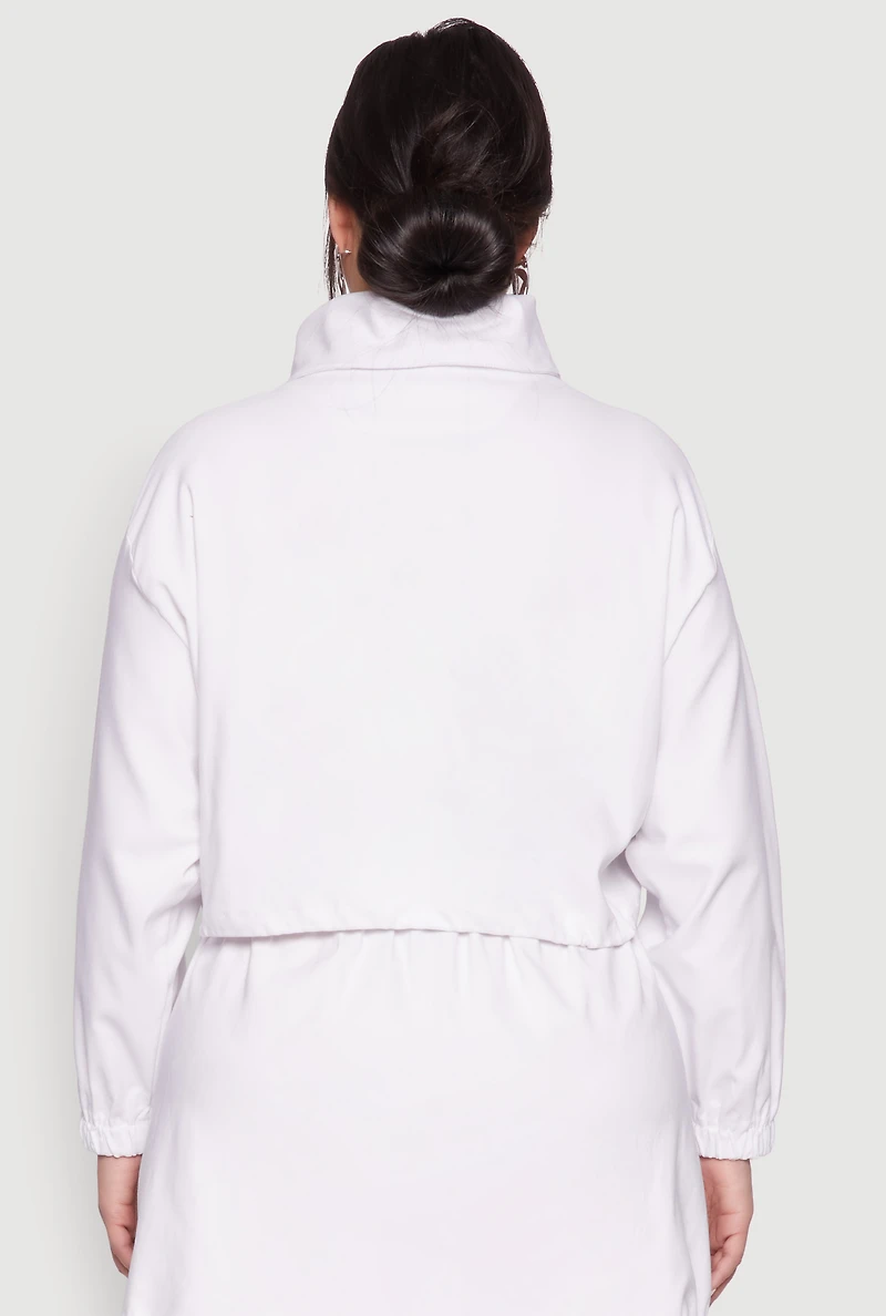 Womens Plus Size Hyperstretch Asymmetrical Zip Front Jacket, White, Size 2X
