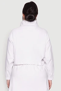 Womens Plus Hyperstretch Asymmetrical Zip Front Jacket, White,