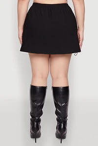 Womens Plus Size Hyperstretch Cargo Pocket Mini Skirt, Black, Size 3X