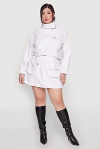 Womens Plus Size Hyperstretch Cargo Pocket Mini Skirt, White, Size 1X