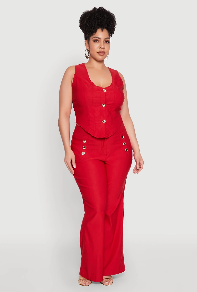 Plus Cropped Corset Detail Vest