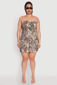 Womens Plus Size Hunter Camo Mini Cargo Skirt, Multi, Size 1X