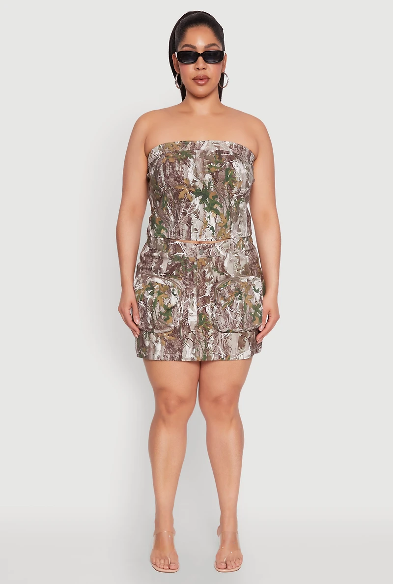 Plus Hunter Camo Mini Cargo Skirt