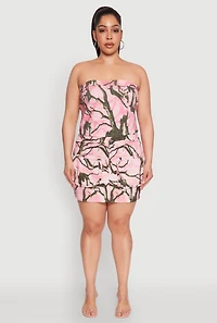 Womens Plus Size Hunter Camo Mini Cargo Skirt, Pink, Size 2X