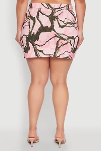 Womens Plus Size Hunter Camo Mini Cargo Skirt, Pink, Size 1X