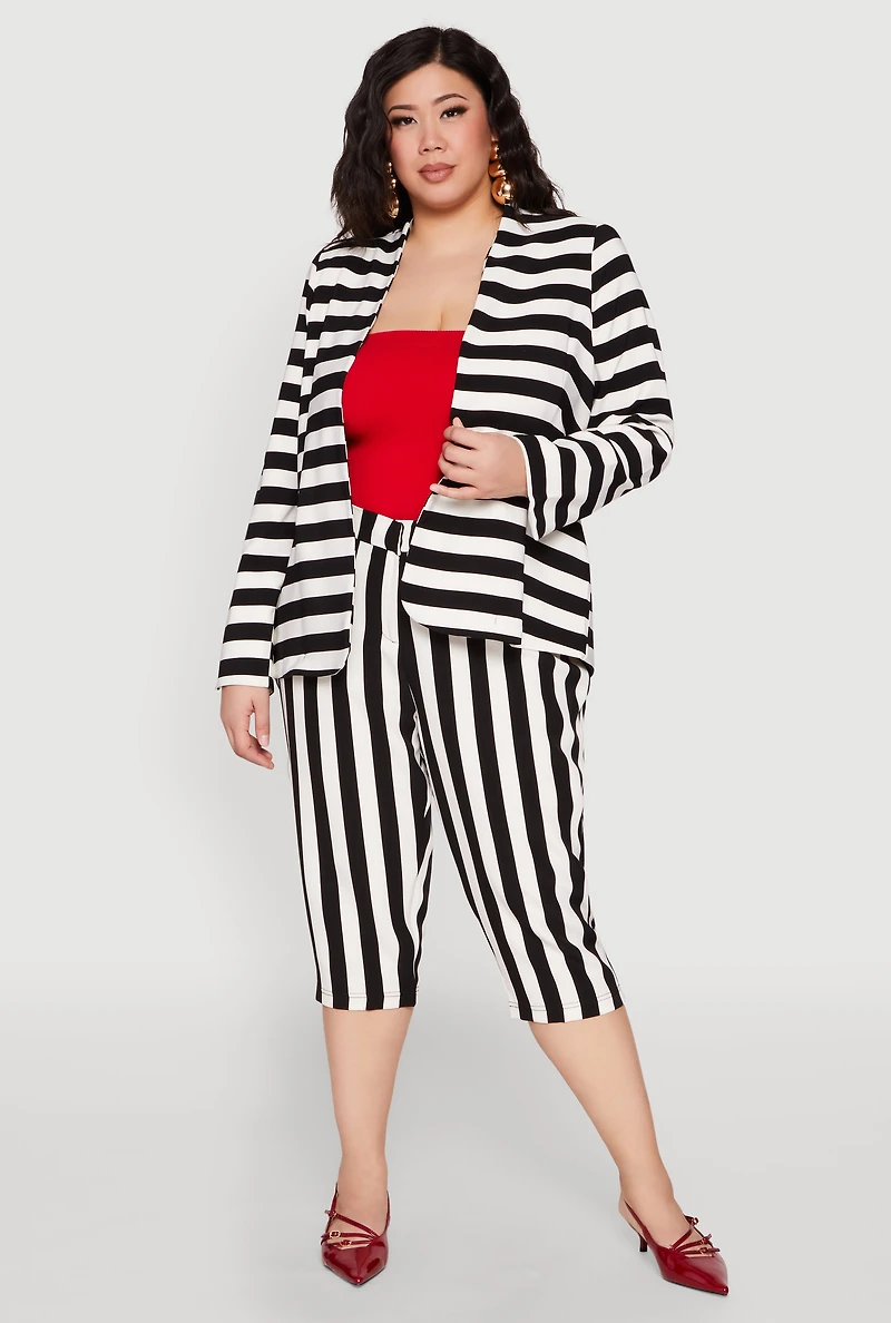 Plus Striped Dress Capri Pants