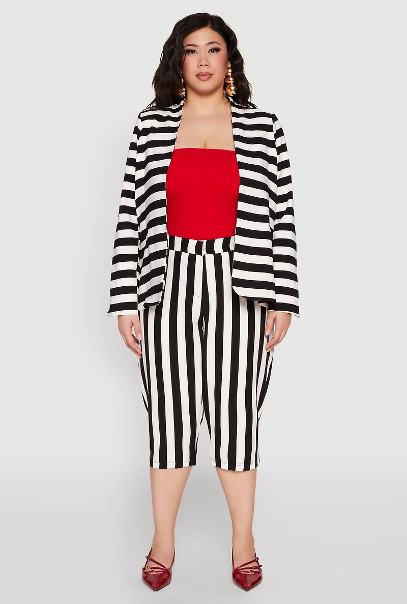 Womens Plus Striped Dress Capri Pants, Multi,