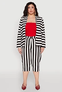 Womens Plus Striped Dress Capri Pants, Multi,