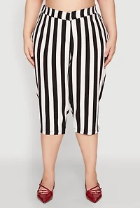 Womens Plus Striped Dress Capri Pants, Multi,