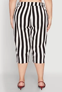 Womens Plus Size Striped Dress Capri Pants, Multi, Size 3X
