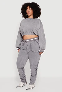 Plus Cropped Acid Wash Sweatshirt