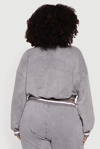 Plus Cropped Acid Wash Sweatshirt