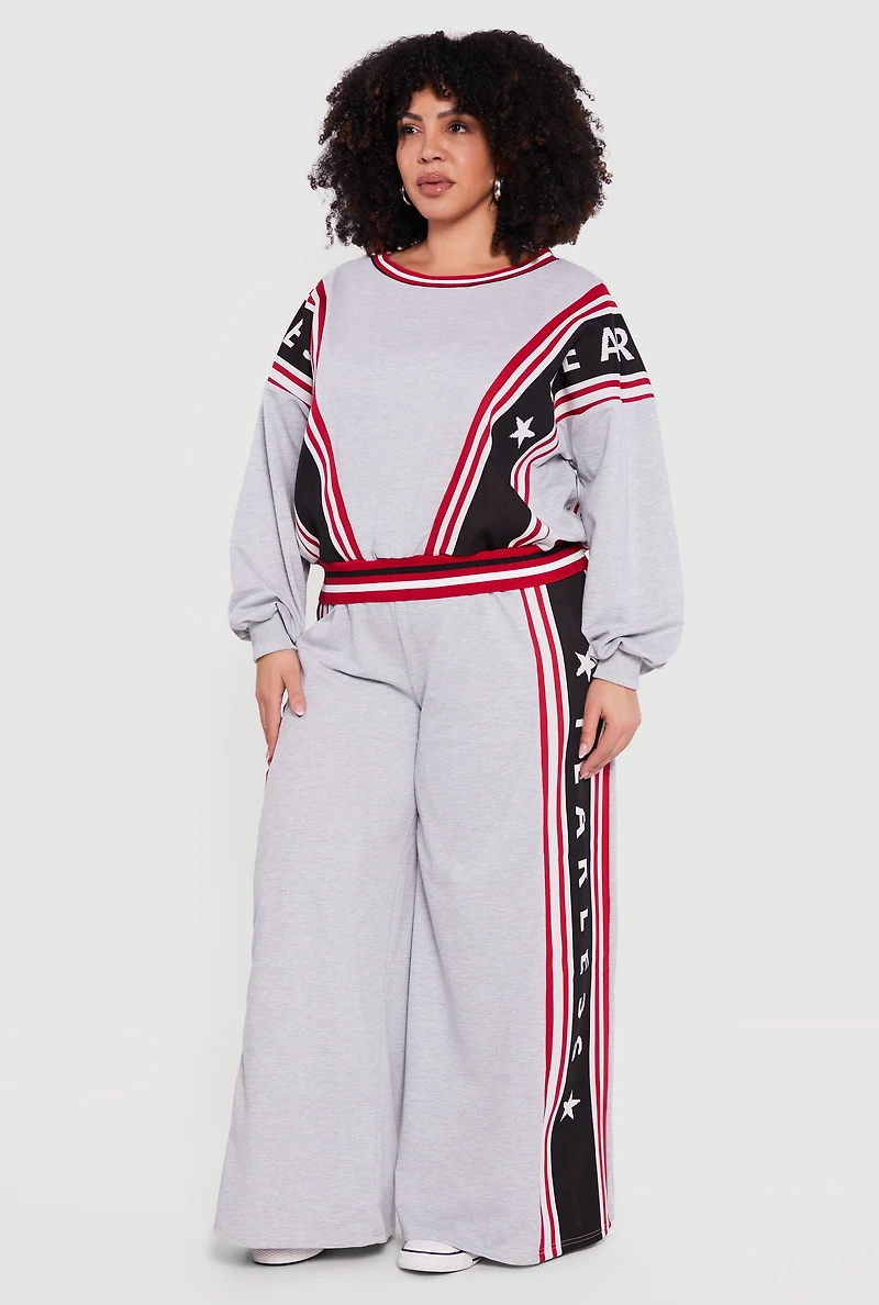 Plus Fearless Graphic Wide Leg Sweatpants