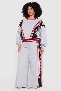 Plus Fearless Graphic Wide Leg Sweatpants