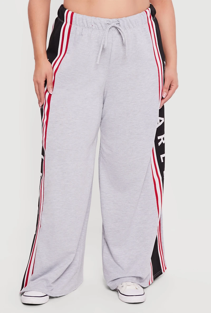 Plus Fearless Graphic Wide Leg Sweatpants