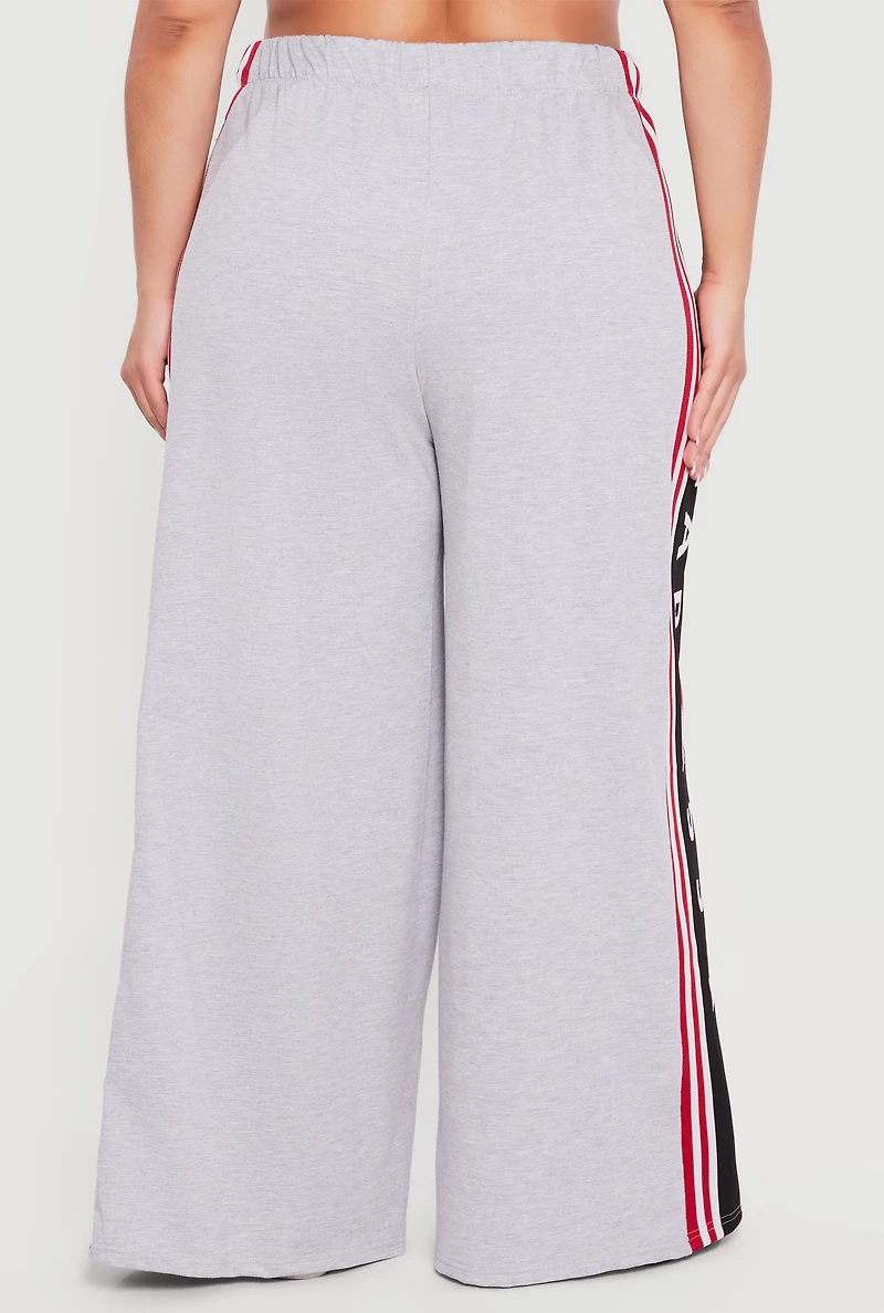 Plus Fearless Graphic Wide Leg Sweatpants