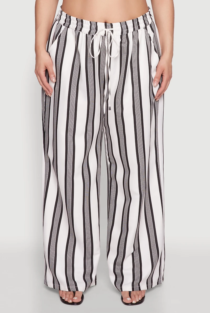 Womens Plus Size Spoon Jeans Drawstring Palazzo Pants, Multi, Size 1X