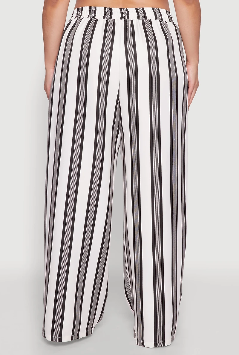 Womens Plus Size Spoon Jeans Drawstring Palazzo Pants, Multi, Size 1X