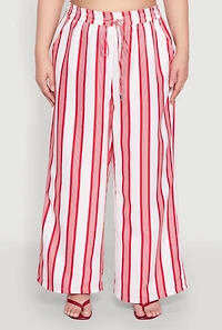 Womens Plus Size Spoon Jeans Drawstring Palazzo Pants, Red, Size 3X