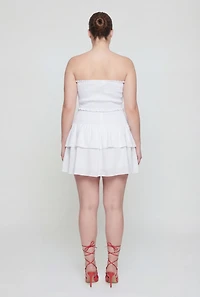 Plus Crepe Knit Smocked High Waisted Tiered Skirt