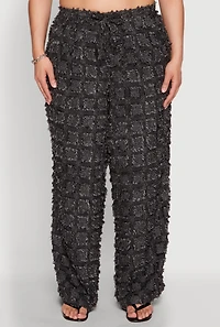 Womens Plus Spoon Jeans Plaid Frayed Wide Leg Pants, 3X