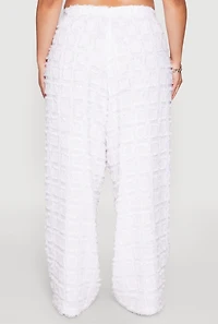 Womens Plus Size Spoon Jeans Plaid Frayed Wide Leg Pants, White, Size 3X