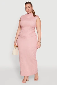 Plus High Waist Textured Knit Maxi Skirt
