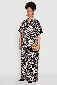 Womens Plus Size Leaf Print Blouse, Multi, Size 1X