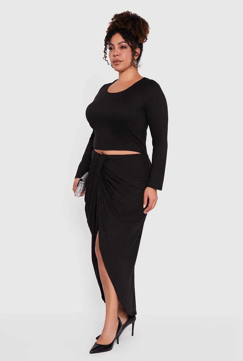 Plus Soft Knit Long Sleeve Scoop Neck Top