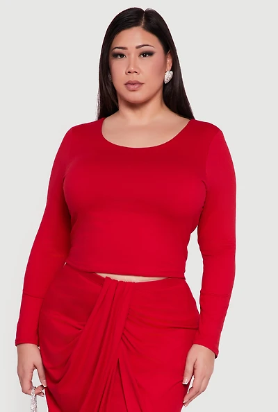 Plus Soft Knit Long Sleeve Scoop Neck Top