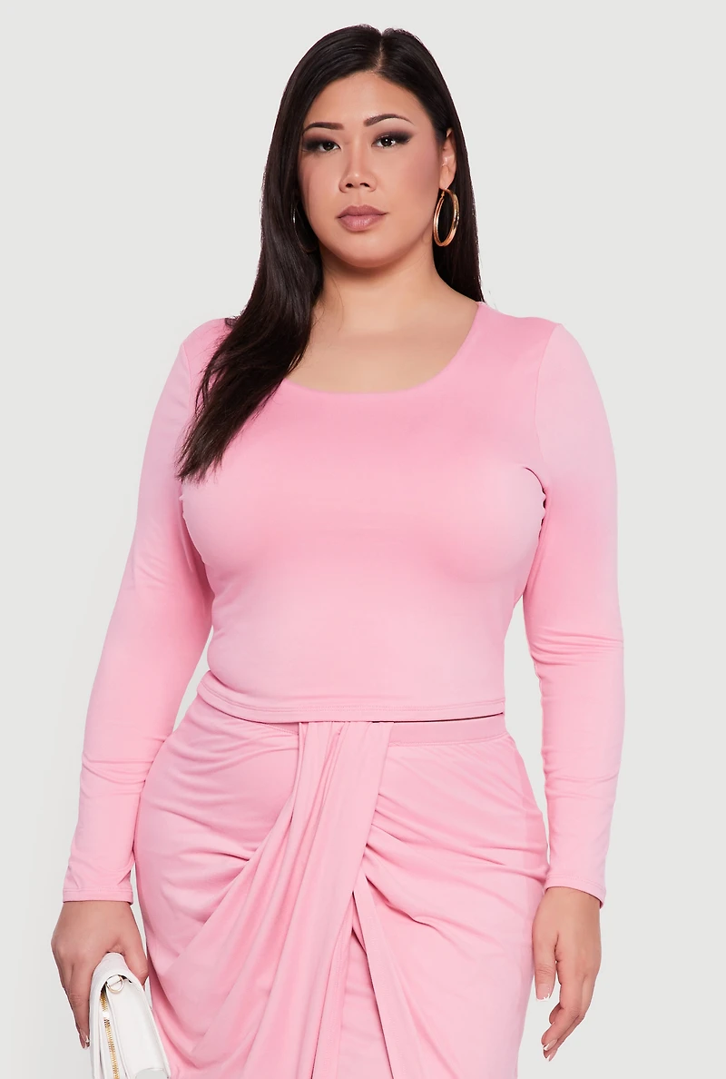 Plus Soft Knit Long Sleeve Scoop Neck Top