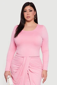 Plus Soft Knit Long Sleeve Scoop Neck Top