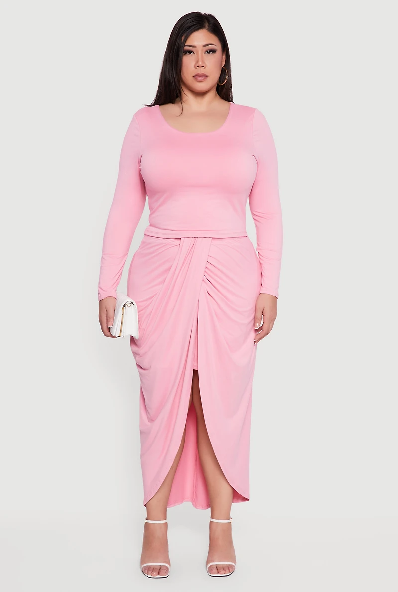 Plus Soft Knit Long Sleeve Scoop Neck Top