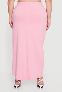 Plus Ruched High Low Tulip Hem Skirt