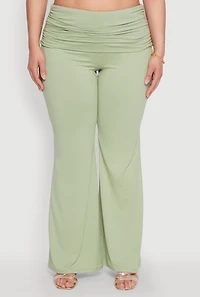 Womens Plus High Waisted Fold Over Pants, 2X