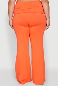 Womens Plus Size High Waisted Fold Over Pants, Orange, Size 3X