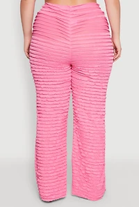 Womens Plus Size Lettuce Edge Mesh Pants, Pink, Size 2X