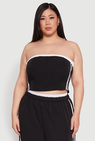 Womens Plus Varsity Stripe Tube Top,