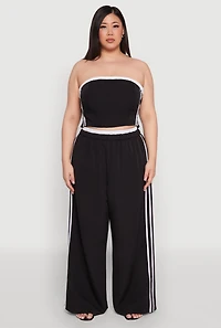 Womens Plus Varsity Stripe Tube Top,
