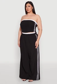 Womens Plus Varsity Stripe Tube Top,