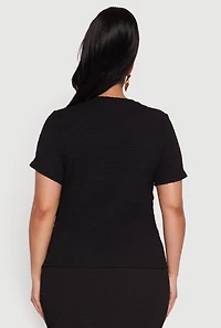 Womens Plus Size Flower Cut Out Top, Black, Size 2X