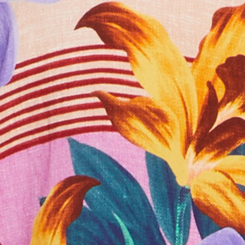 Plus Printed Button Front Floral Camp Shirt