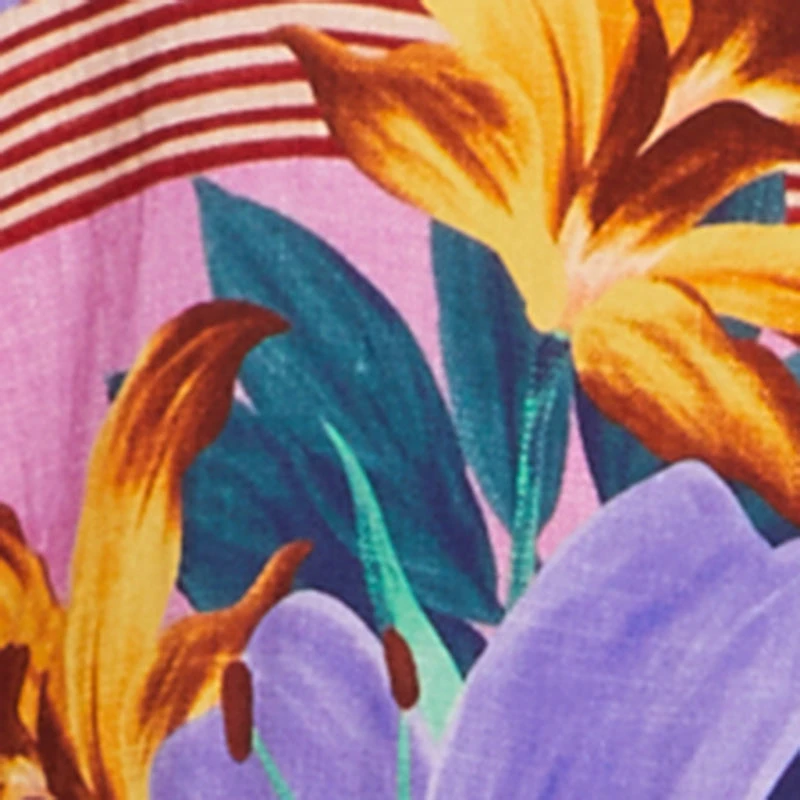 Plus High Waisted Floral Print Wide Leg Casual Pants