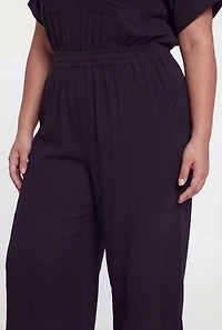 Plus High Waisted Gauze Knit Pants
