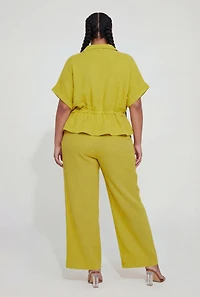 Plus High Waisted Gauze Knit Pants